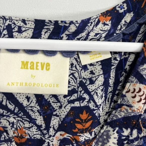 Anthropologie Maeve Cathy Size Small Pleated Blouse Monkey Print Botanical Boho - Picture 3 of 8